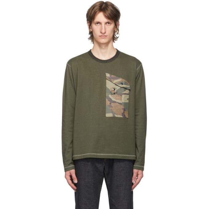 Junya Watanabe Khaki Camo Pocket Long Sleeve T-Shirt Junya Watanabe