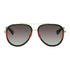 Gucci Green and Red Aviator Sunglasses