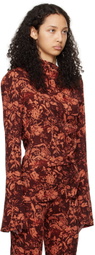 Jade Cropper Brown & Orange Asymmetric Blouse