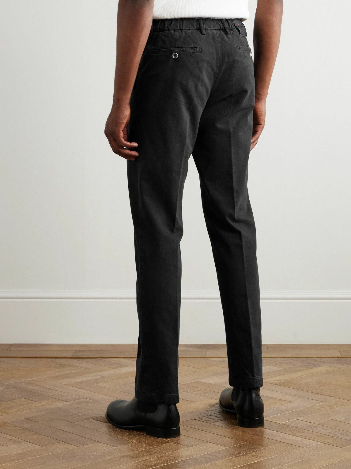 Kiton - Straight-Leg Lyocell-Blend Twill Trousers - Black