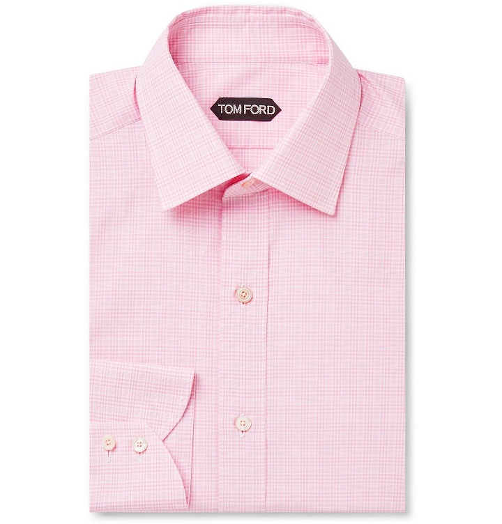 Photo: TOM FORD - Slim-Fit Prince of Wales Checked Cotton Shirt - Pink