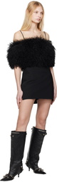 Alexander Wang Black Detachable Mongolian Lamb Shearling Minidress