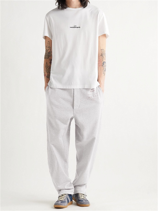 Photo: Maison Margiela - Logo-Print Mélange Loopback Cotton-Jersey Sweatpants - Gray