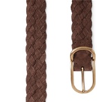 Brunello Cucinelli - 3.5cm Brown Woven Suede Belt - Brown
