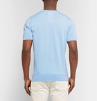 Brioni - Slim-Fit Logo-Embroidered Knitted Cotton T-Shirt - Men - Light blue