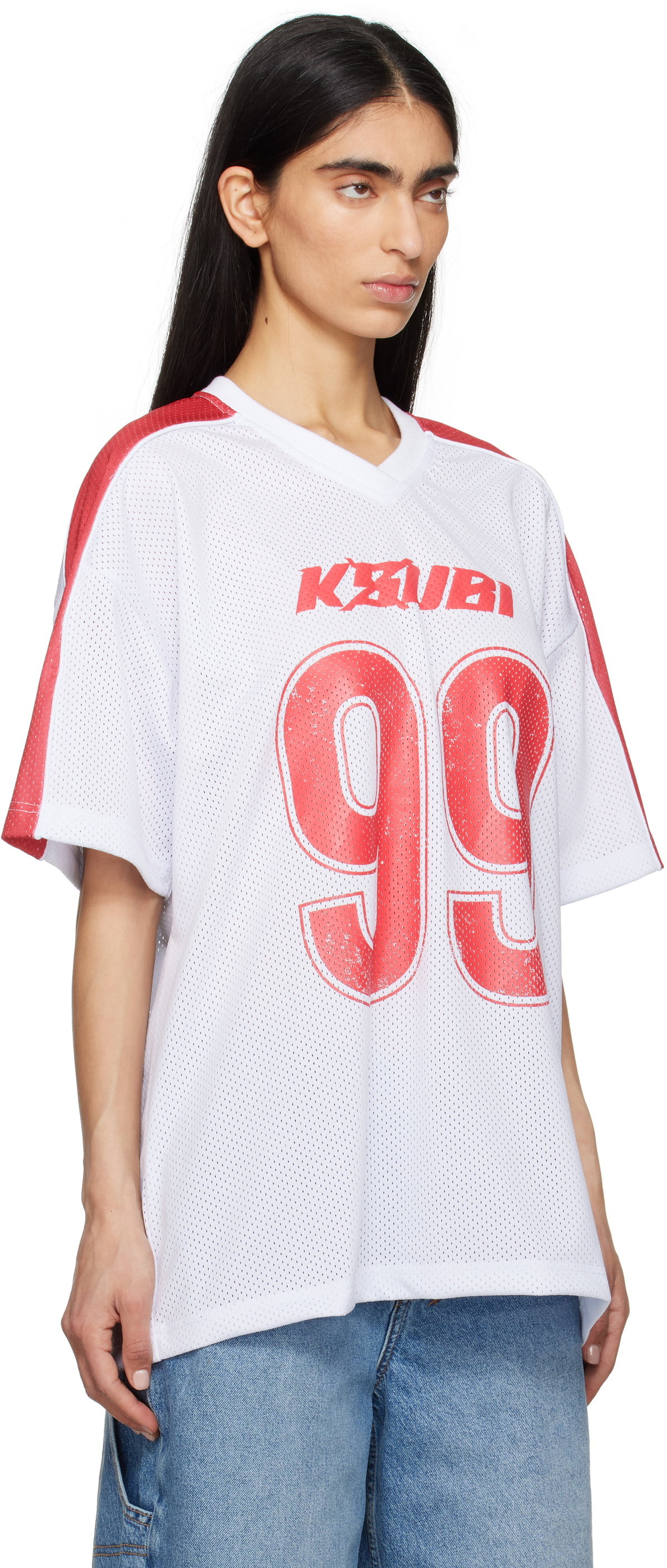 Ksubi White & Red Stinger Moto Boyfriend T-shirt