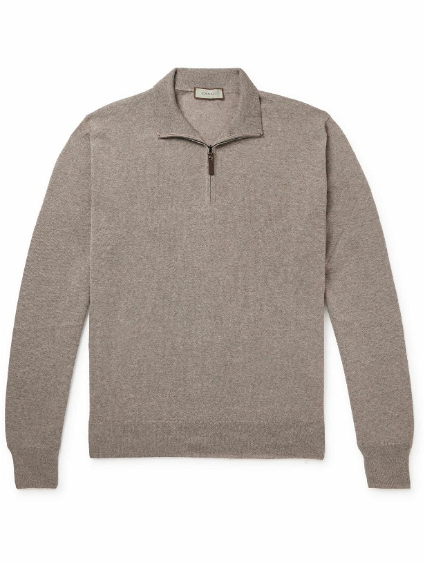 Photo: Canali - Slim-Fit Wool Half-Zip Sweater - Neutrals