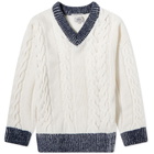 Daniëlle Cathari Women's x Woolrich Oversized Cable Knit in White/Blue