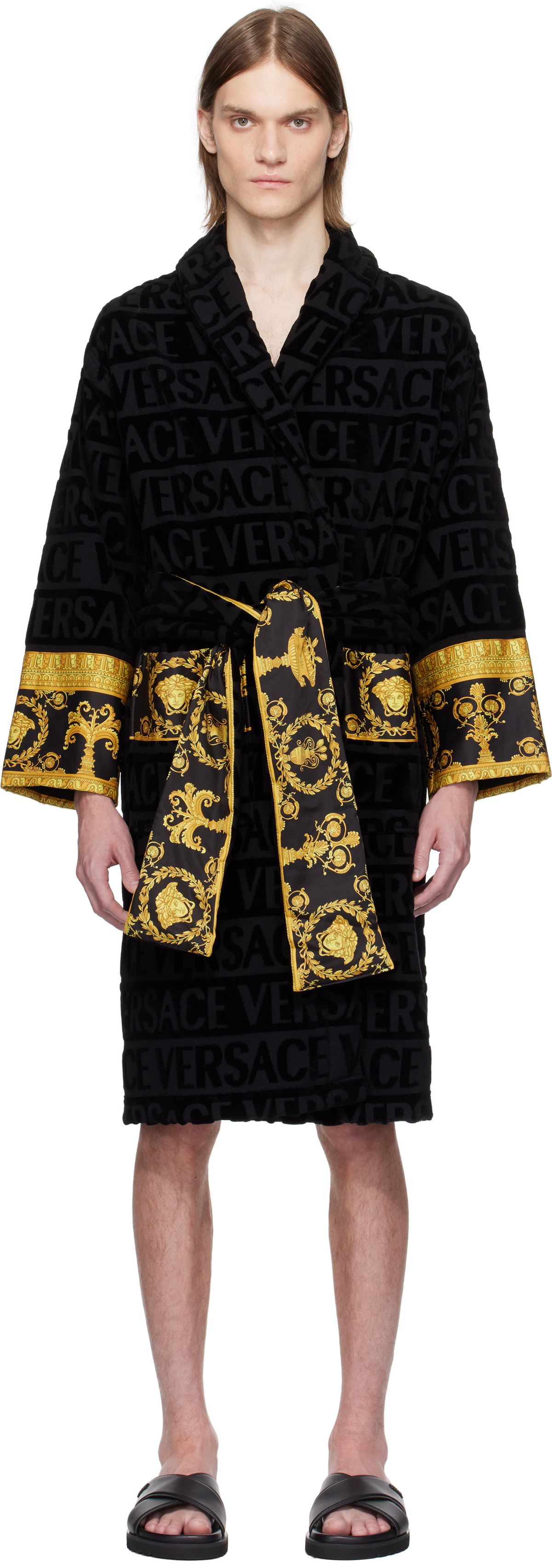 Versace Underwear Black 'I Heart Baroque' Bathrobe