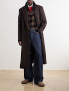 AMI PARIS - Logo-Appliquéd Argyle Virgin Wool Half-Zip Sweater - Brown