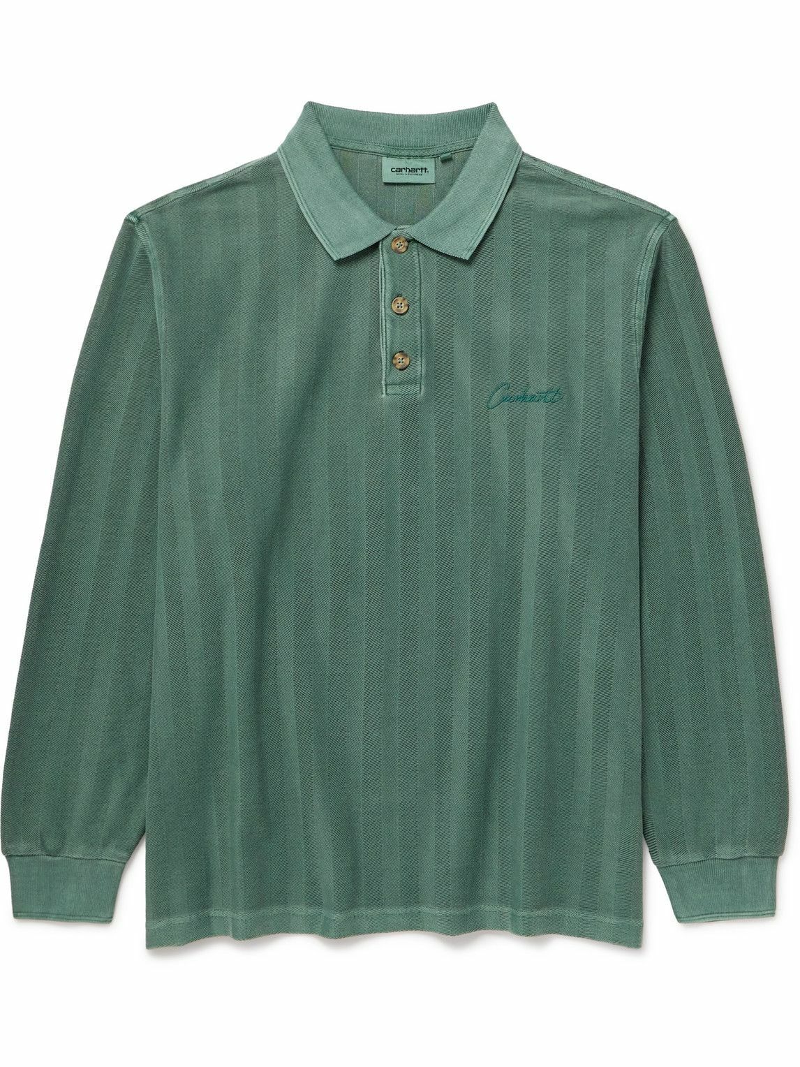 Carhartt WIP - Morrison Logo-Embroidered Herringbone Cotton Rugby Shirt - Green