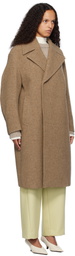 AURALEE Brown Sponge Wool Melton Double-Breasted Coat