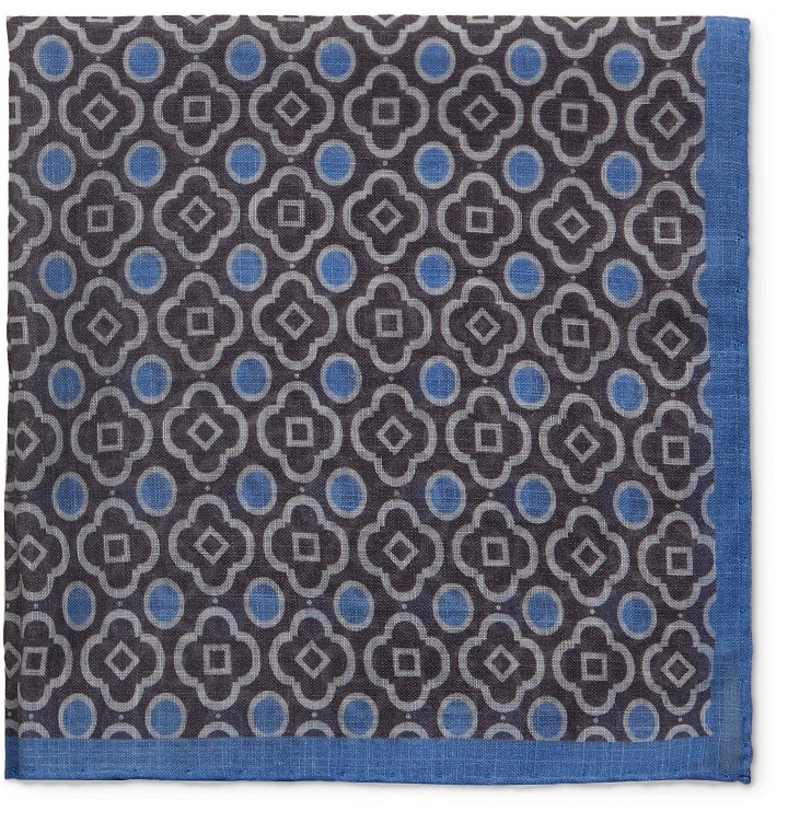 Photo: Anderson & Sheppard - Printed Cotton-Voile Pocket Square - Gray