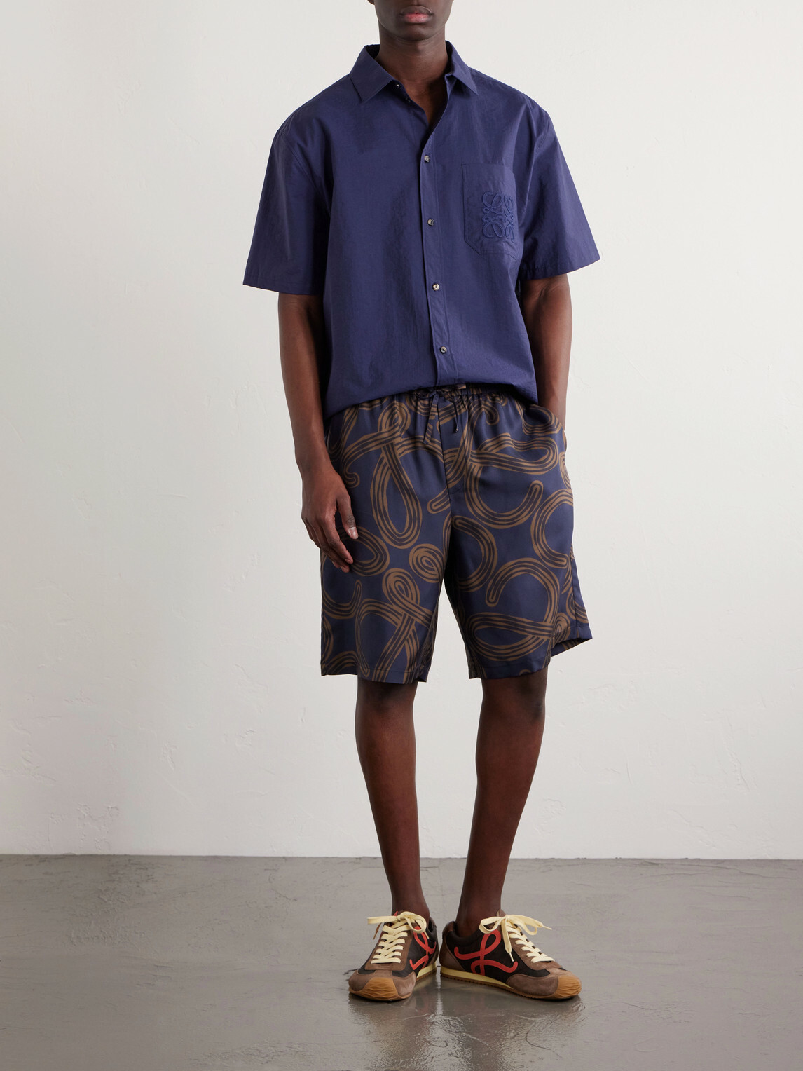 LOEWE - Paula's Ibiza Straight-Leg Printed Silk Drawstring Shorts - Blue