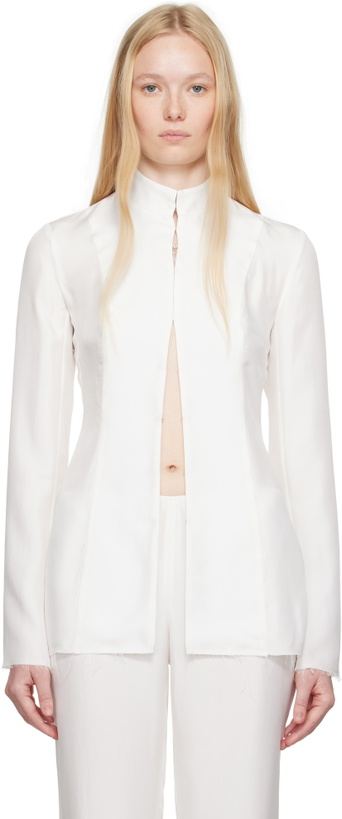 Photo: COLLEEN ALLEN White Silk Slip Blouse