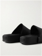Y-3 - Grosgrain-Trimmed Leather Slides - Black
