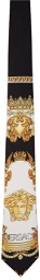 Versace Black & Gold Medusa Renaissance Print Tie