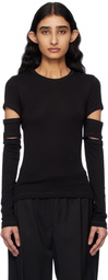 Helmut Lang Black Slashed Long-Sleeved T-shirt