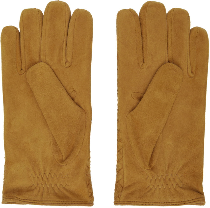Bottega Veneta Tan Intrecciato Suede Gloves