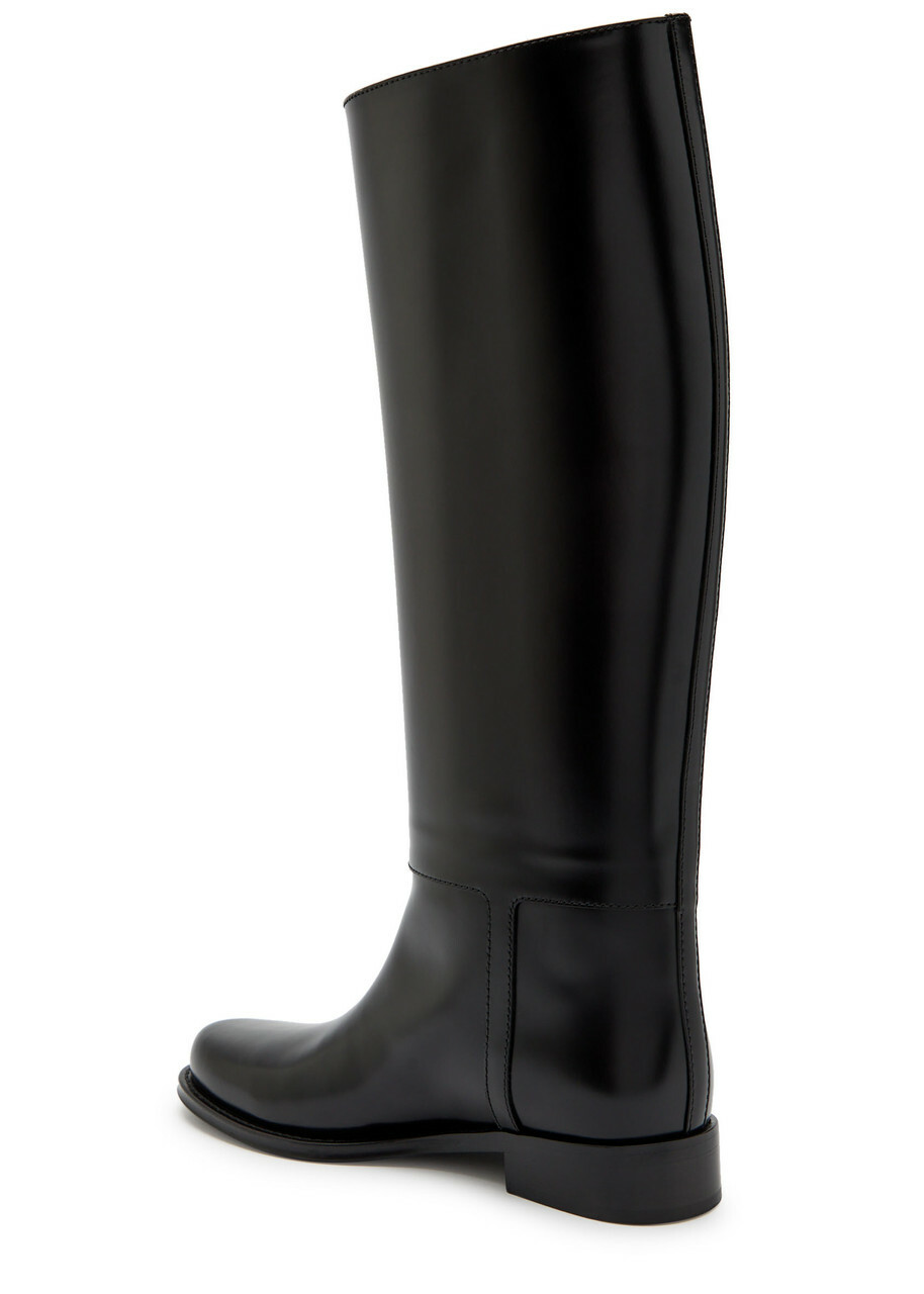 Saint Laurent Julia Glossed Leather Knee-high Boots Black