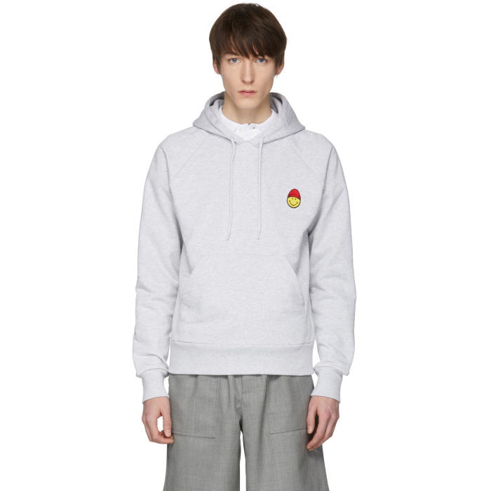 Photo: AMI Alexandre Mattiussi Grey Limited Edition Smiley Edition Graphic Hoodie 