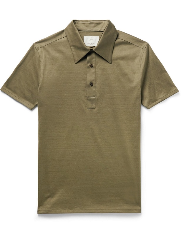 Photo: GIULIVA HERITAGE - Enzo Slim-Fit Cotton-Jersey Polo Shirt - Green - IT 52