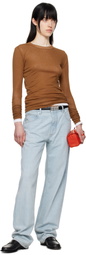 AURALEE Brown Super High Gauge Sheer Long Sleeve T-shirt
