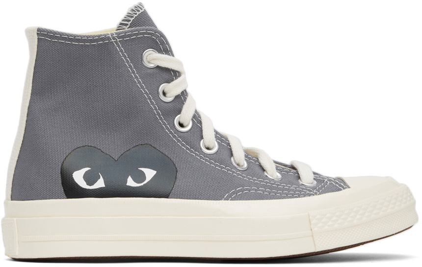 COMME des GARÇONS PLAY Grey Converse Edition Half Heart Chuck 70 High ...