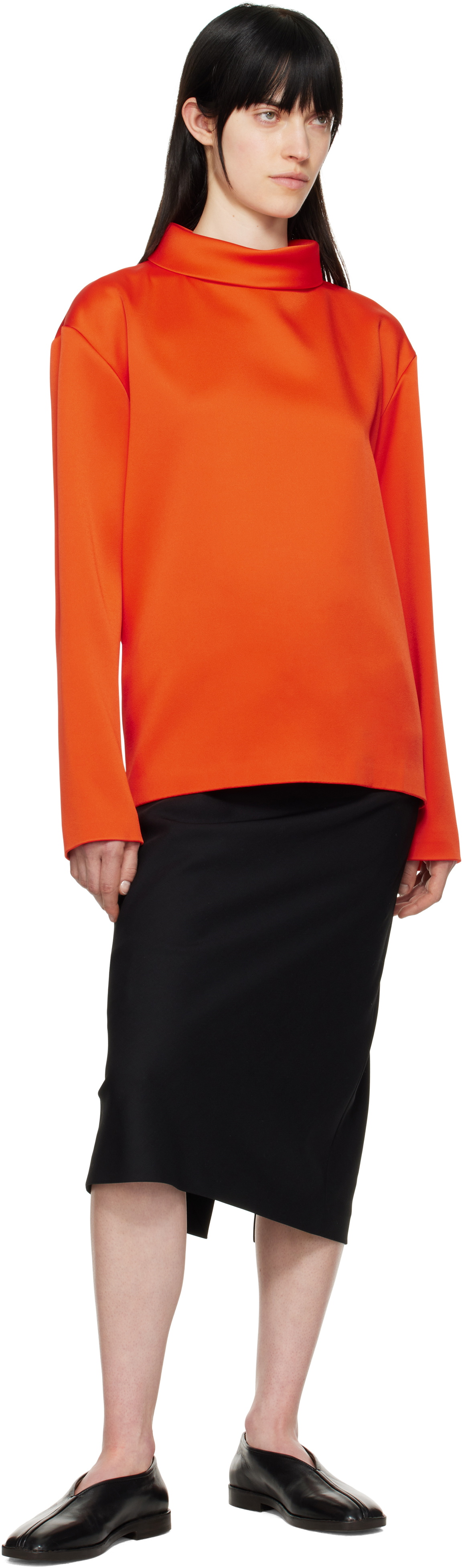 Carven Orange Double Satin Blouse