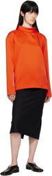 Carven Orange Double Satin Blouse