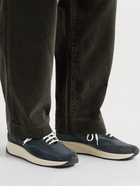 Common Projects - Track 80 Leather-Trimmed Suede and Ripstop Sneakers - Black