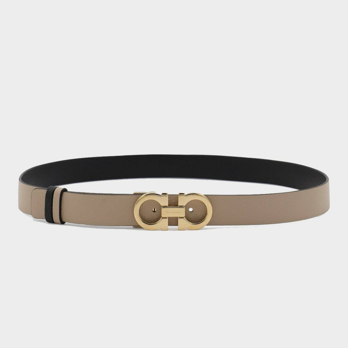 Ferragamo Beige And Black Leather Gancini Belt Salvatore  display picture 2