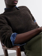 Drake's - Donegal Mélange Wool, Cashmere and Silk-Blend Sweater - Brown