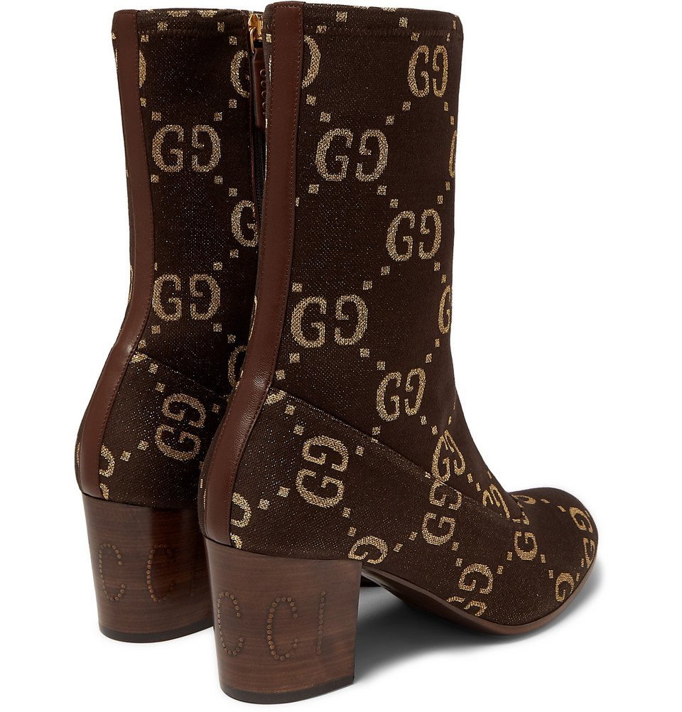 Gucci - GG Snake-effect Leather Boots - Womens - Brown