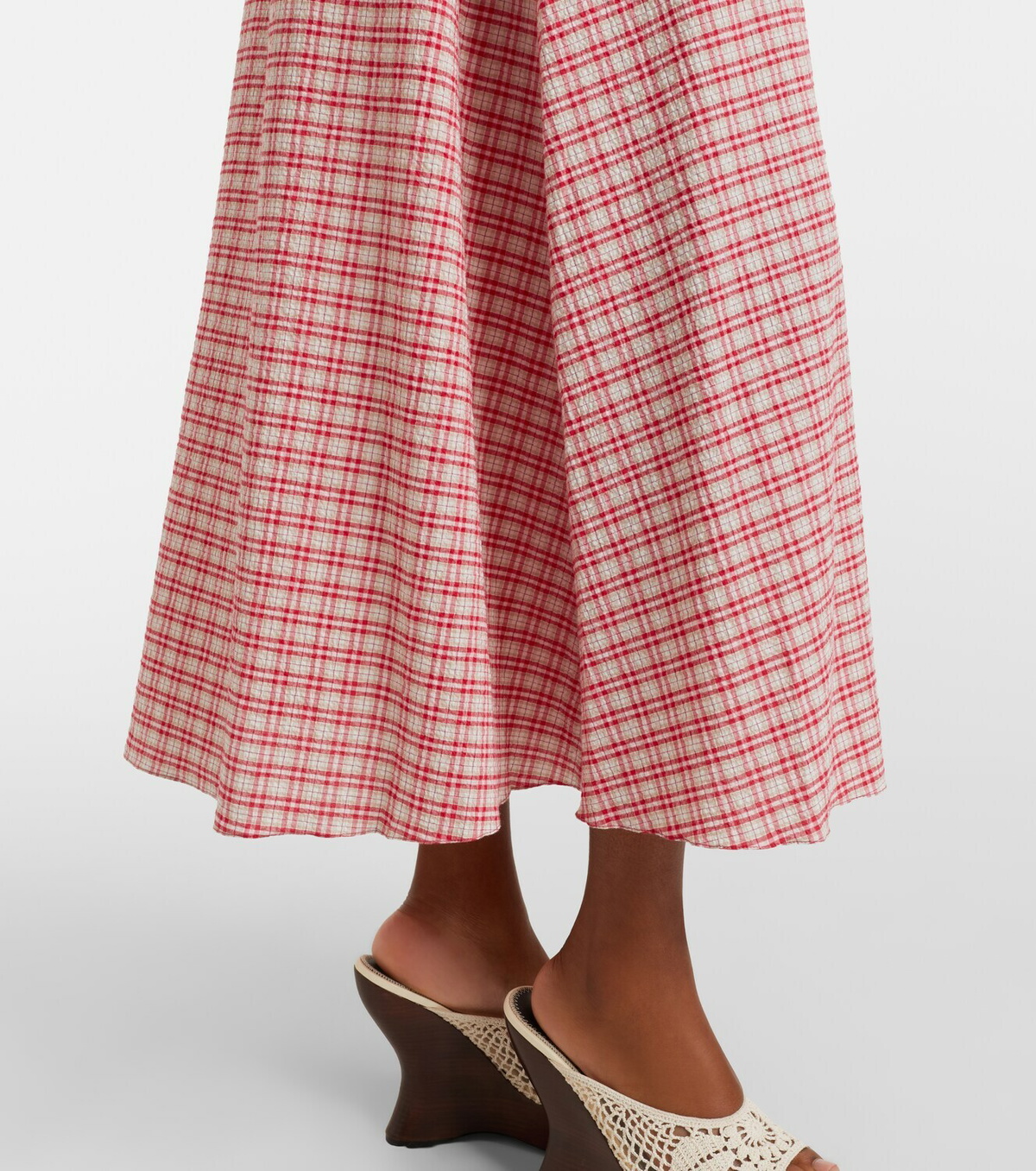 Faithfull Eudora checked cotton midi dress