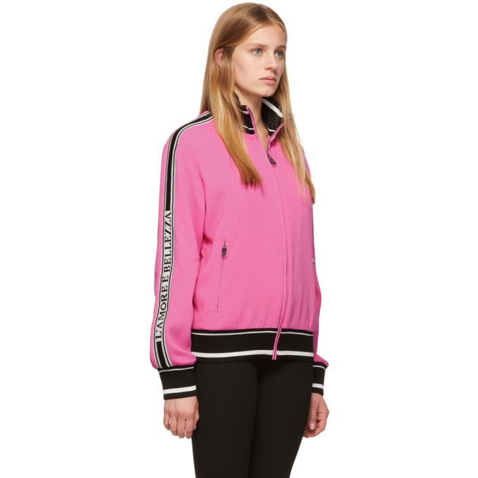 Dolce and Gabbana Pink Cady Zip Track Jacket Dolce & Gabbana