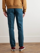Incotex - Straight-Leg Cotton-Blend Twill Trousers - Blue