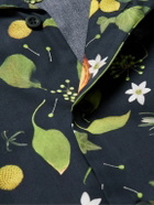 Sunspel - Camp-Collar Printed Cotton-Voile Shirt - Blue