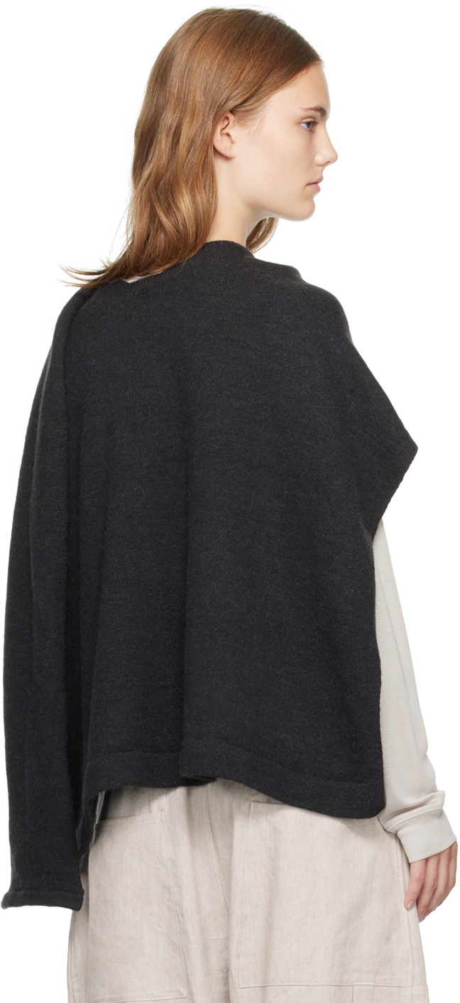 Lauren Manoogian Black Sleeves Wrap Sweater Shawl