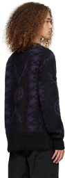 South2 West8 Black & Purple Jacquard Sweater