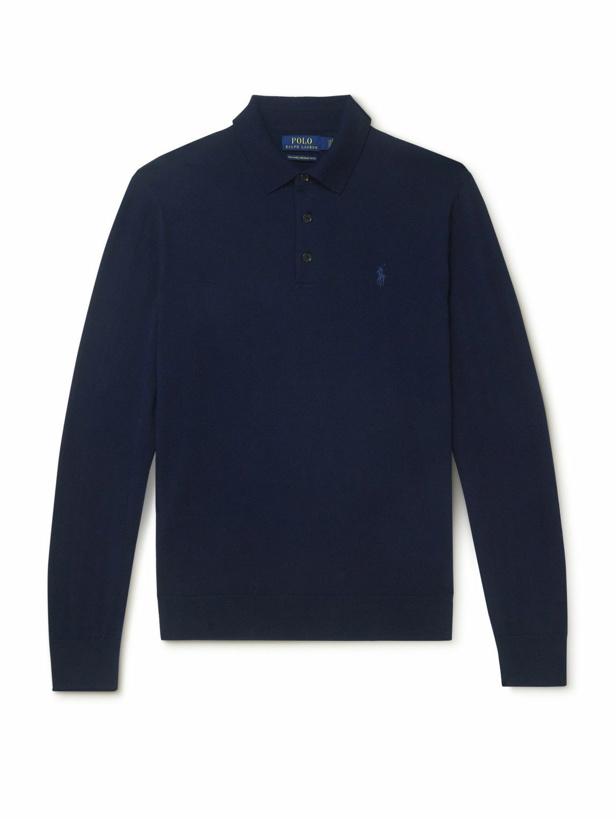 Photo: Polo Ralph Lauren - Logo-Embroidered Wool Polo Shirt - Blue