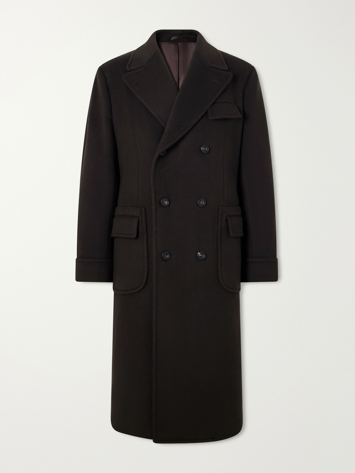 J. Mueser - Double-Breasted Wool and Cashmere-Blend Felt Coat - Brown