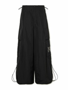 Palm Angels - Wide-Leg Logo-Embroidered Shell Cargo Trousers - Black