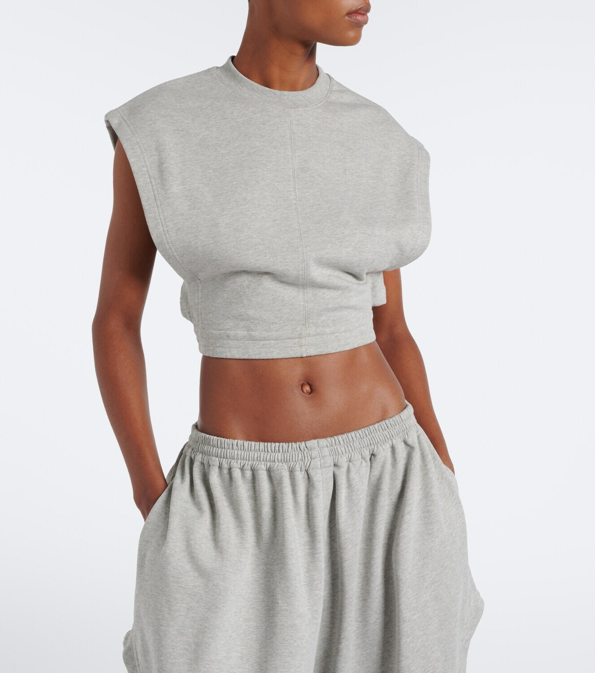 Alaïa Cotton-blend fleece crop top