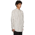 Schnaydermans White and Khaki Striped Oversize Shirt