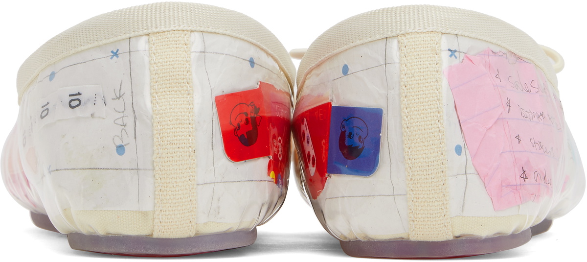Ashley Williams White & Pink Trash Melody Ballerina Flats Ashley
