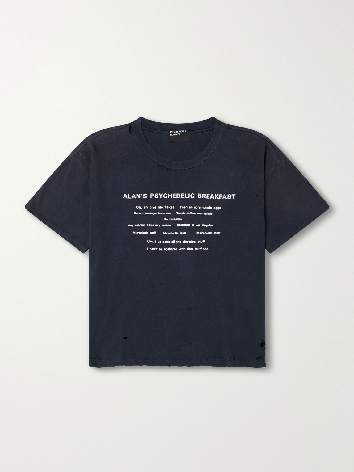 Enfants Riches Déprimés - Alan's Breakfast Printed Distressed Cotton-Jersey T-Shirt - Black