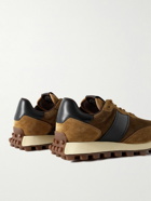 Tod's - 1T Leather-Trimmed Suede Sneakers - Brown