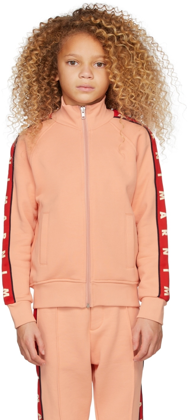 Marni Kids Orange Logo Tape Zip Sweatshirt Marni