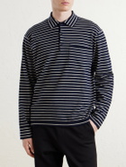 The Elder Statesman - Striped Cashmere Polo Shirt - Blue